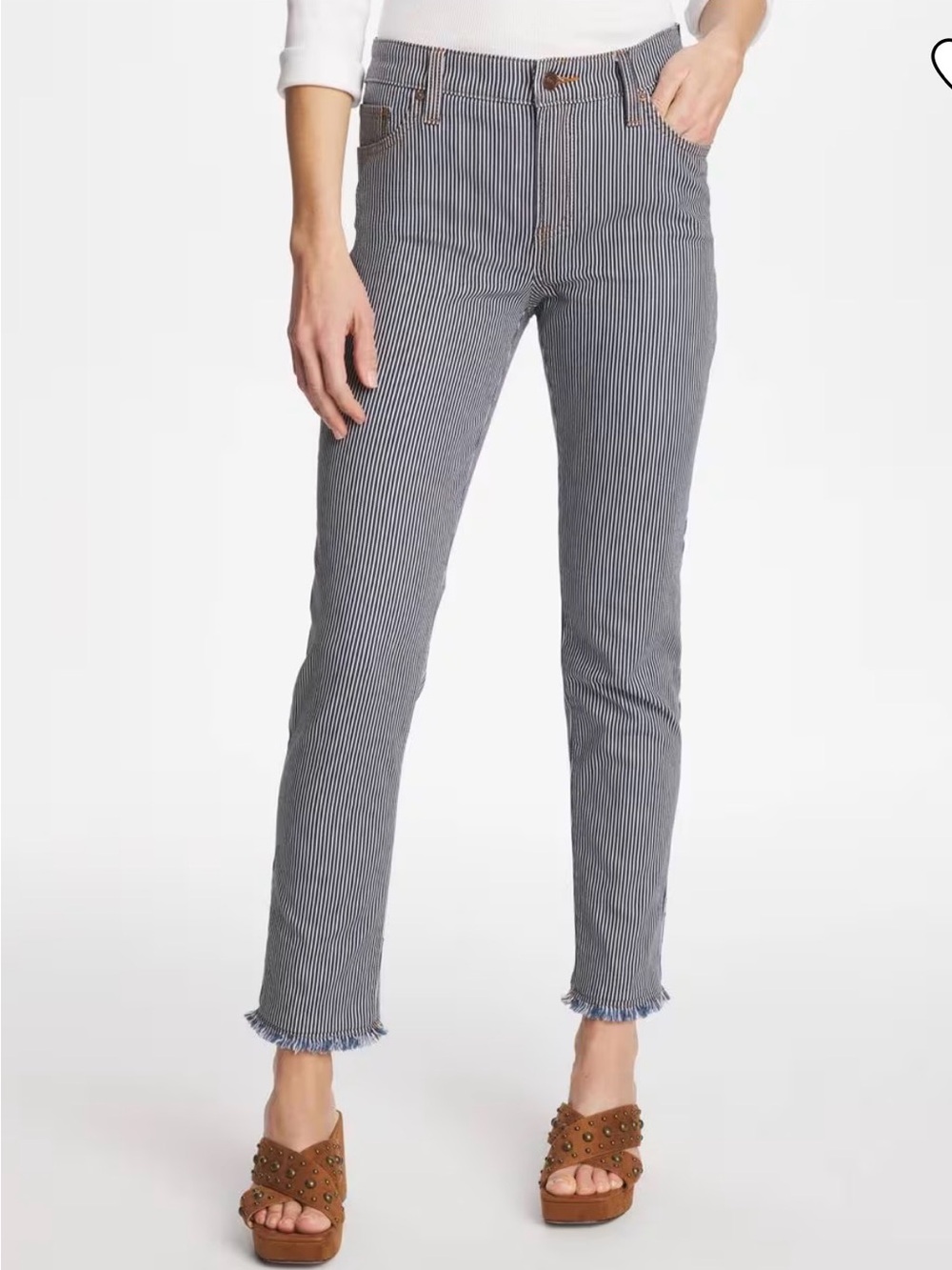 Chico’s Striped Slim Crop Women's Jeans - Navy/White
